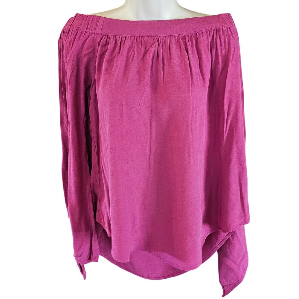 Nordstrom BP fuschia sz S off the shoulder long bell tie sleeve boho career top